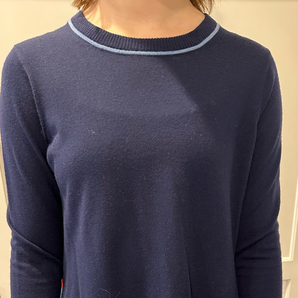 J. Crew Cotton Blue Sweater with striped Details